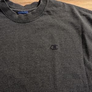 Vintage Champion Charcoal Blue Embroidered Tee L